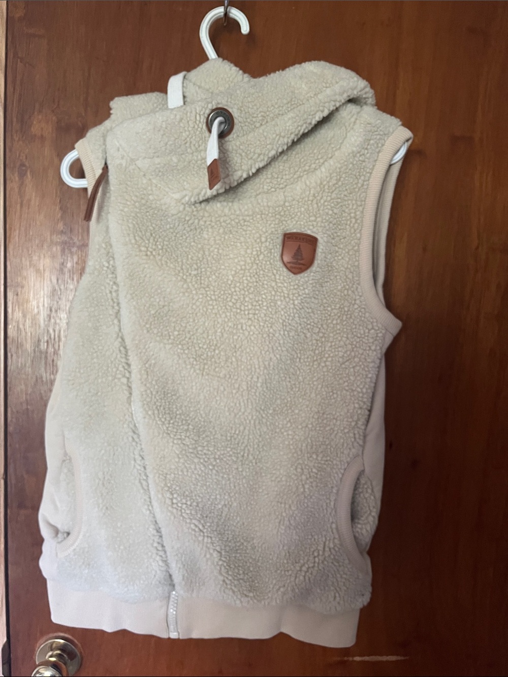 Wanakome Cream Sherpa Hooded Kids Vest